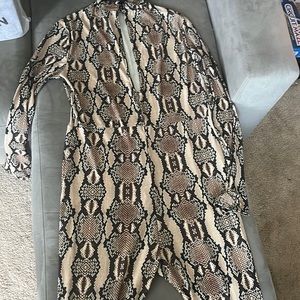 BOOHOO Snake Print High Neck Unitard